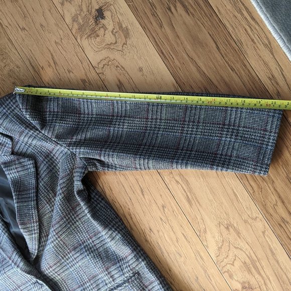 Sag Harbor Petite Wool Oversized Blazer Gray Plaid Tartan Vintage 6 Small 6P 0 - Picture 10 of 16